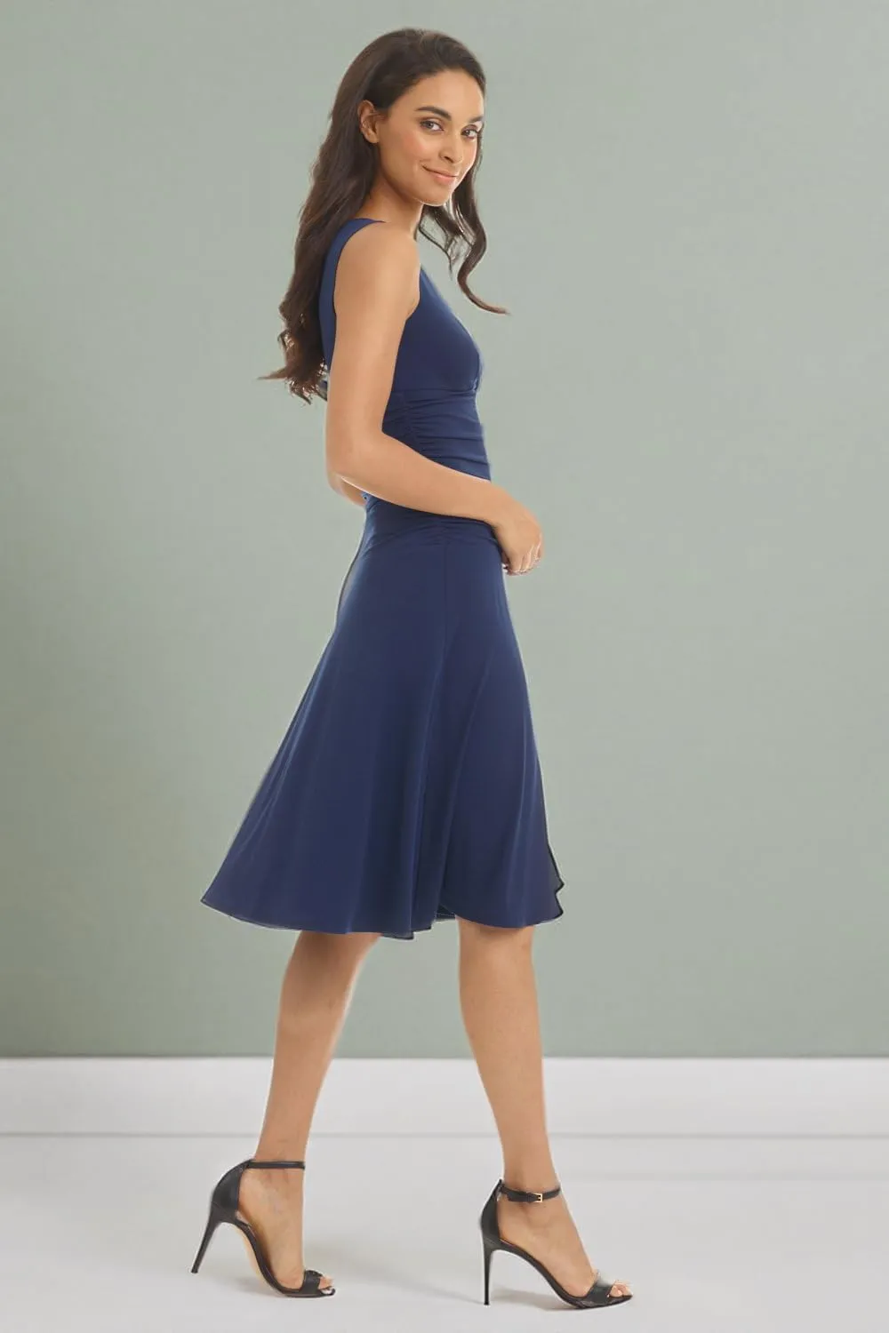 Rekucci Women's Slimming Sleeveless Fit-and-Flare Tummy Control Dress
