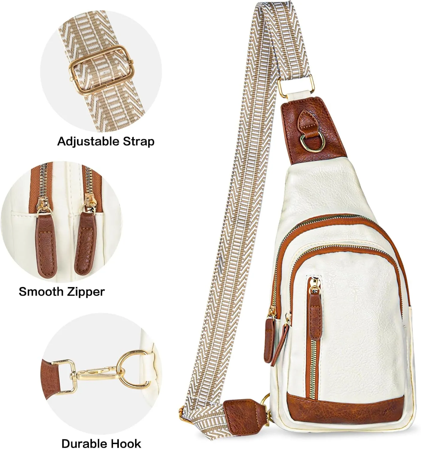 Relang Sling Bag for Women Crossbody, Leather Cross Body Fanny Packs for Women, Trendy Chest Bag for Travel and Daily Use