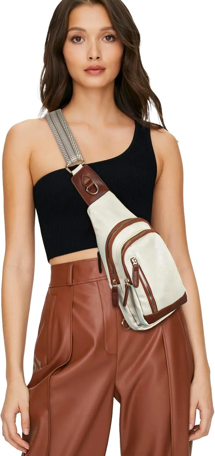 Relang Sling Bag for Women Crossbody, Leather Cross Body Fanny Packs for Women, Trendy Chest Bag for Travel and Daily Use