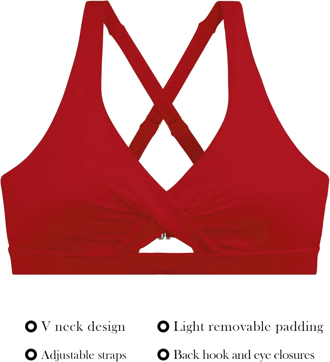 RELLECIGA Women’s Bikini Top Push Up Padded Swim Top V Neck Bathing Suit Tops