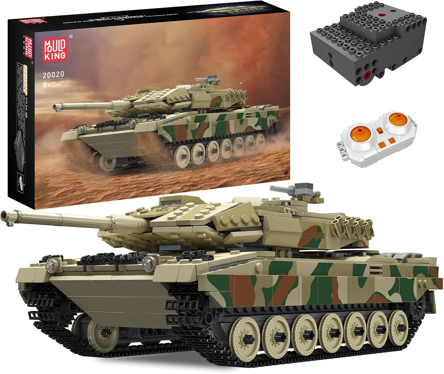 [Remote/APP Control]Mould King MOC Leopard 2 Tank Building Block Kits, Military Vehicle Model Construction Block Sets, Adult Collectible Model Kits, Boy Toys for Christmas and Birthday Gifts(1091PCS)