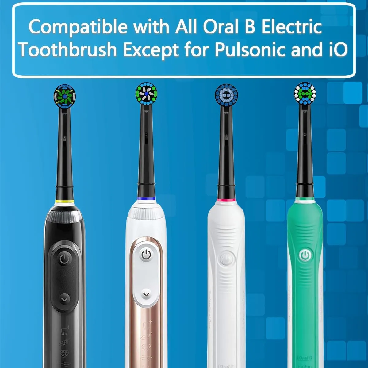 Replacement Heads Compatible with Oral B Braun Electric Toothbrush, Replacement Toothbrush Heads Fit for Oral-b Pro 1000/7500/3000/7000/8000/500, 16 Packs (Black)