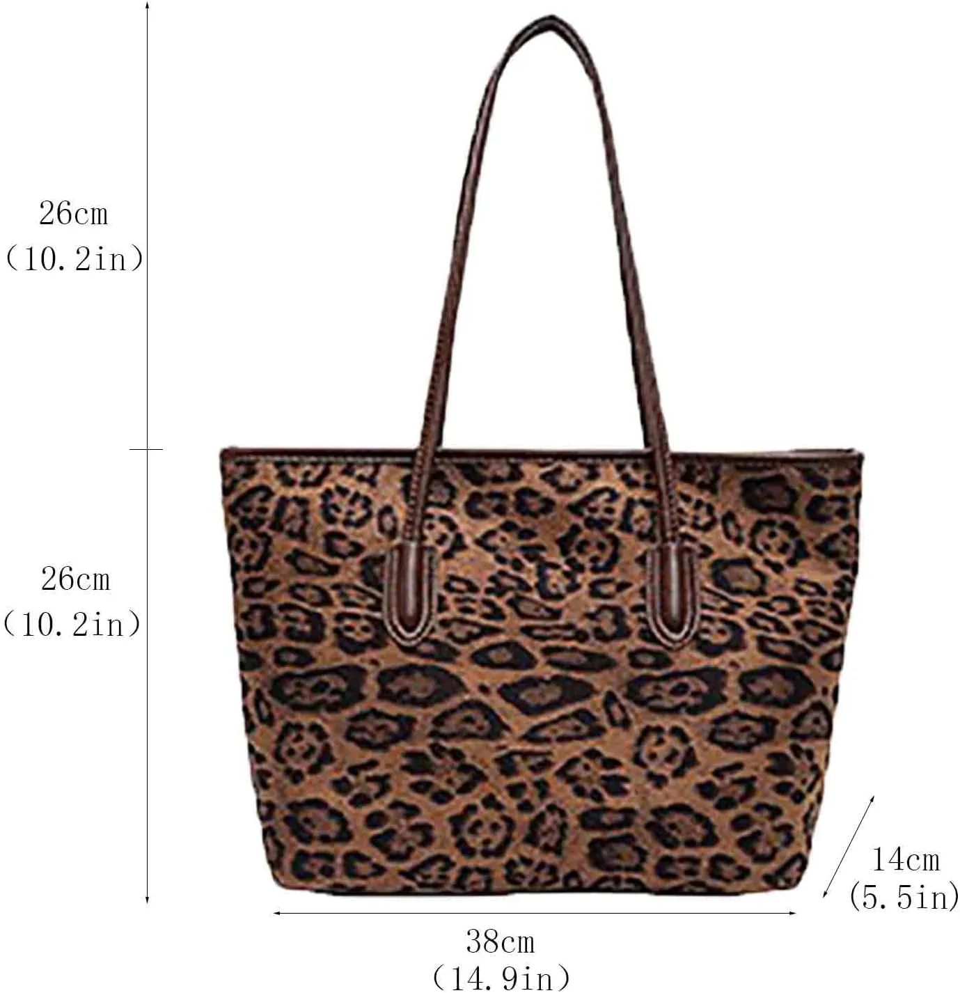 Retro leopard print large capacity bag for women, classic simple shoulder bag, high-end texture commuting tote bag