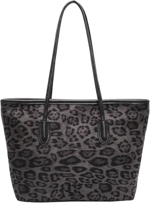 Retro leopard print large capacity bag for women, classic simple shoulder bag, high-end texture commuting tote bag
