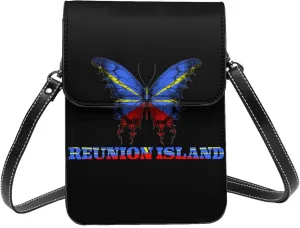 Reunion Island Reunion Islanders Butterflies Flag Small Crossbody Bag Is A Shoulder Bag Designed For Women And Girls Cell Phone Crossbody Wallet Purses With Card Slots Adjustable Strap