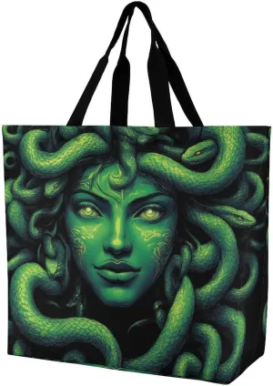 Reusable Grocery Bag for Women, Portable Large Shopping Storage Bag Casual Shoulder Handbags