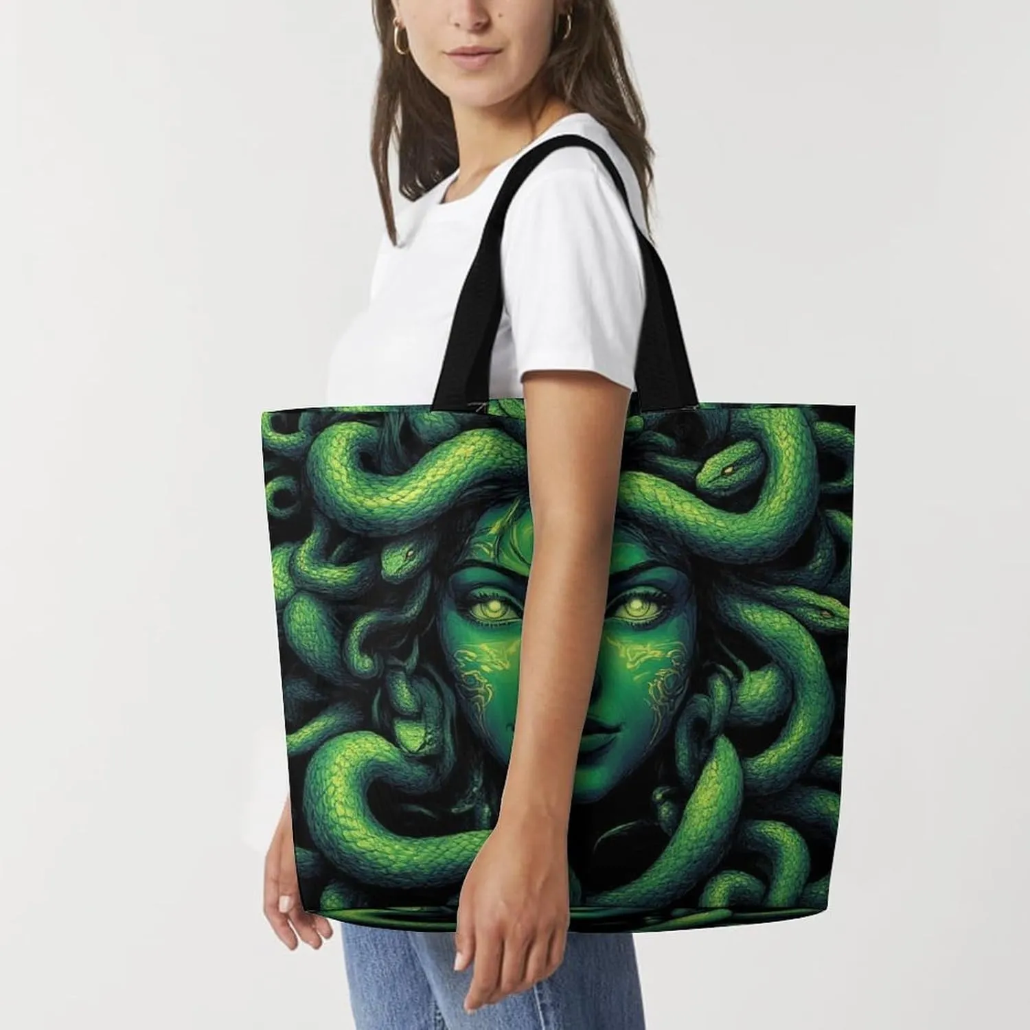 Reusable Grocery Bag for Women, Portable Large Shopping Storage Bag Casual Shoulder Handbags