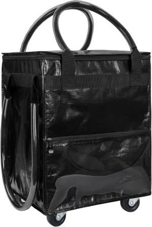 Reusable Grocery Bag on Wheels (Small-Black), Rolling Shopping Bags with Wheels and Handle, Folding Rolling Tote Trolley, Zipper Cover, Carries Up to 22 LBS, Easy Transportation