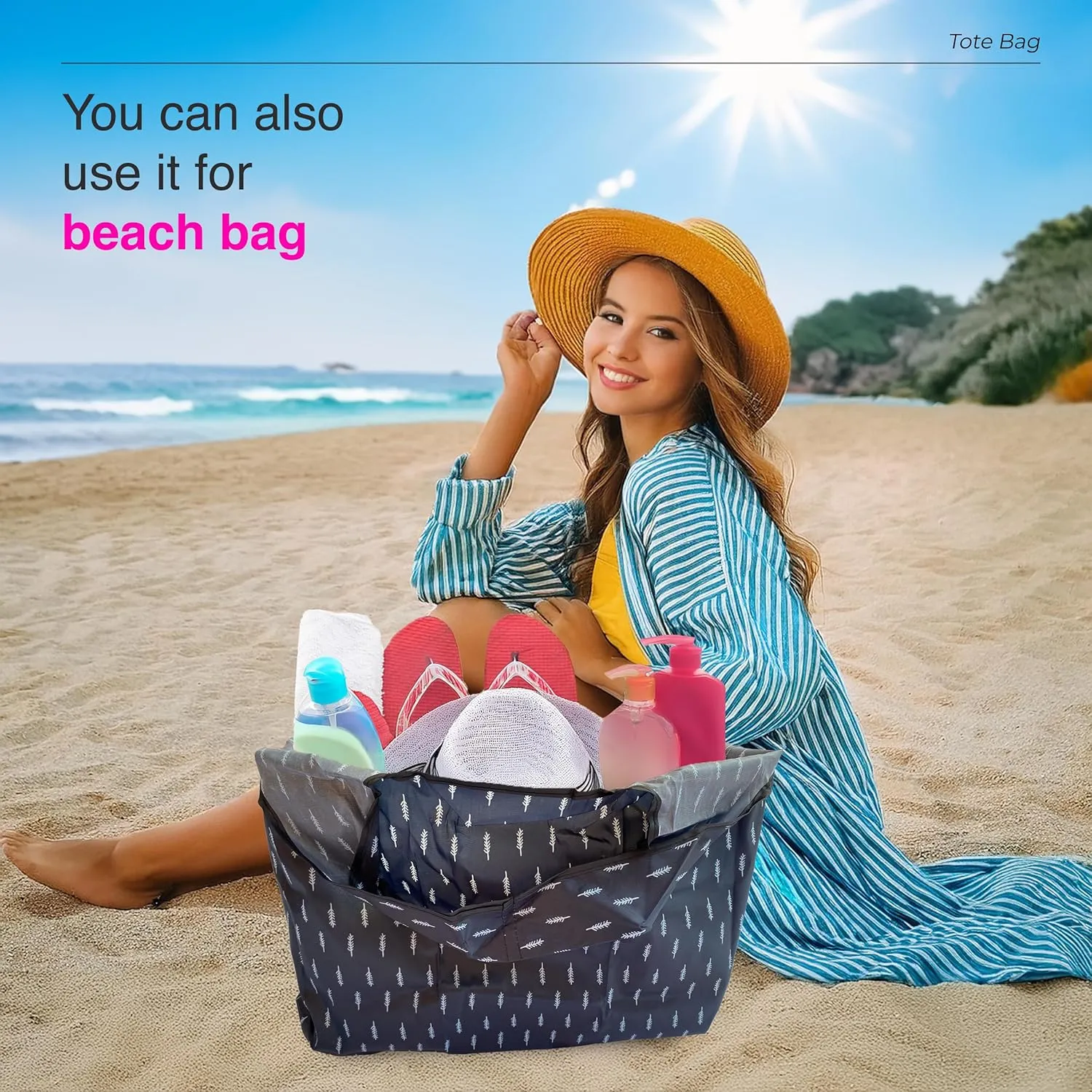 Reusable Grocery Shopping Bags with Handles – Foldable Tote Bags for Groceries