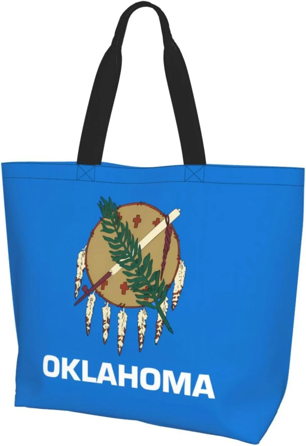 Reusable One Shoulder Shopping Bag, Oklahoma State Flag Women One Shoulder Casual Tote Bag, Multipurpose Large Shopping Bag