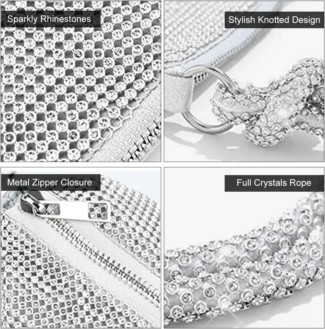 Rhinestone Purses for Women Handmade Party Shiny Hobo Bag Women's Evening Bag for Formal Wedding Cocktail Prom Party Club