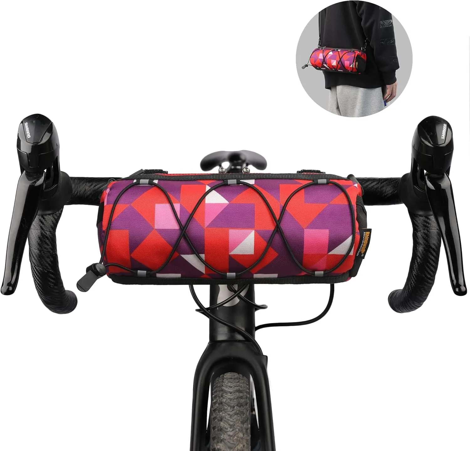 Rhinowalk Bike Handlebar Bag, Bicycle Front Bag Shoulder Bag Storage Bag with Shoulder Strap for Road Mountain Bike Cycling Travel