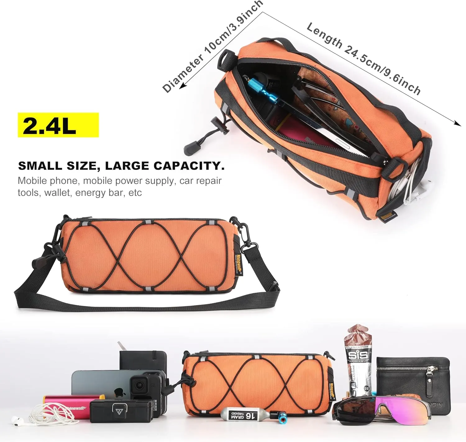 Rhinowalk Bike Handlebar Bag, Bicycle Front Bag Shoulder Bag Storage Bag with Shoulder Strap for Road Mountain Bike Cycling Travel