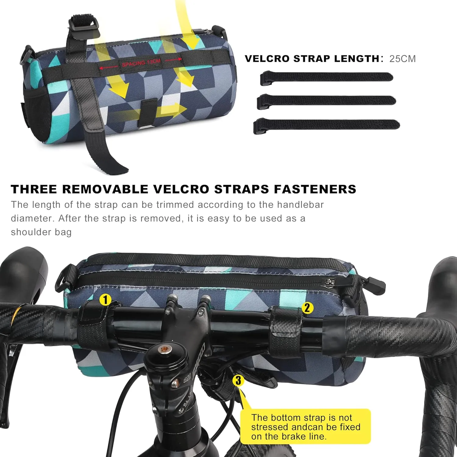 Rhinowalk Bike Handlebar Bag, Bicycle Front Bag Shoulder Bag Storage Bag with Shoulder Strap for Road Mountain Bike Cycling Travel