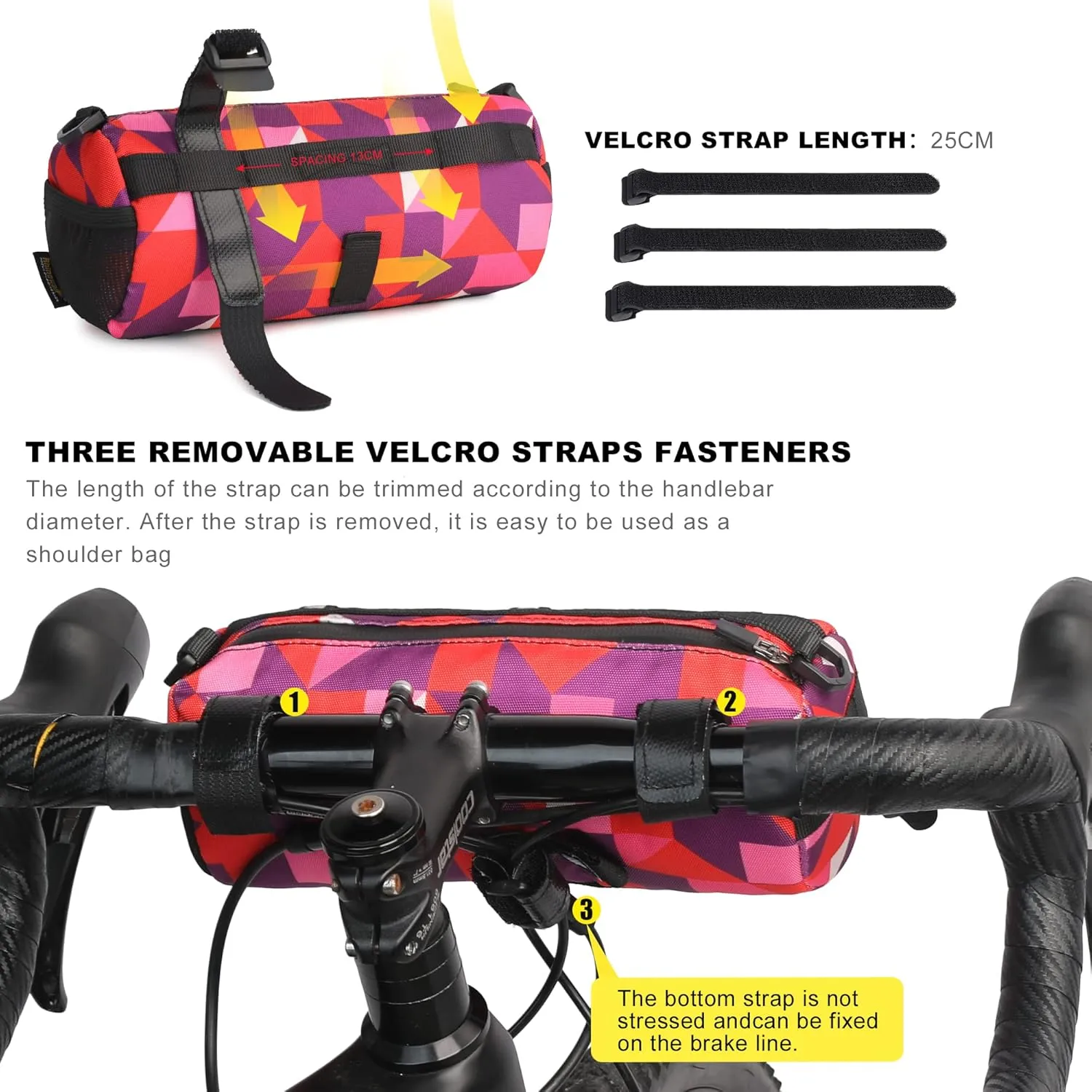 Rhinowalk Bike Handlebar Bag, Bicycle Front Bag Shoulder Bag Storage Bag with Shoulder Strap for Road Mountain Bike Cycling Travel
