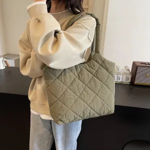 Rhombus Solid Color Simple Fashion Commute Shoulder Bags