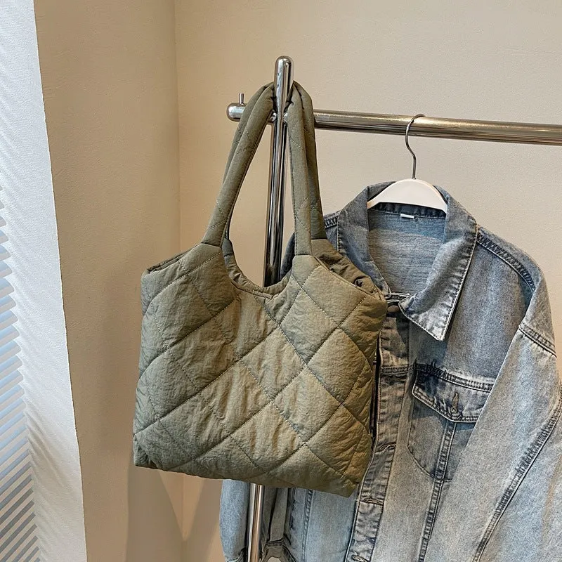 Rhombus Solid Color Simple Fashion Commute Shoulder Bags