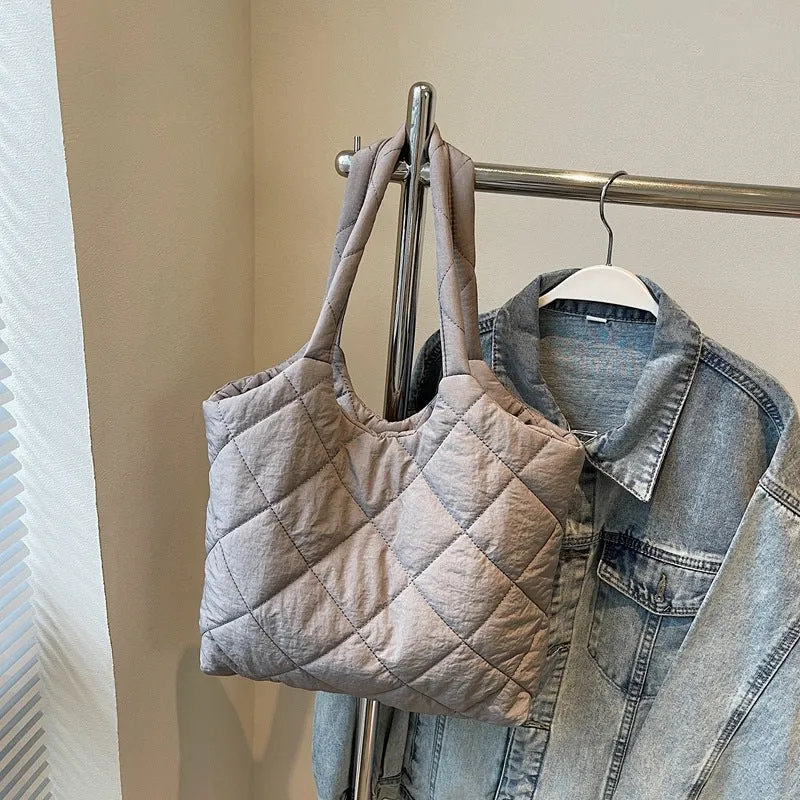 Rhombus Solid Color Simple Fashion Commute Shoulder Bags