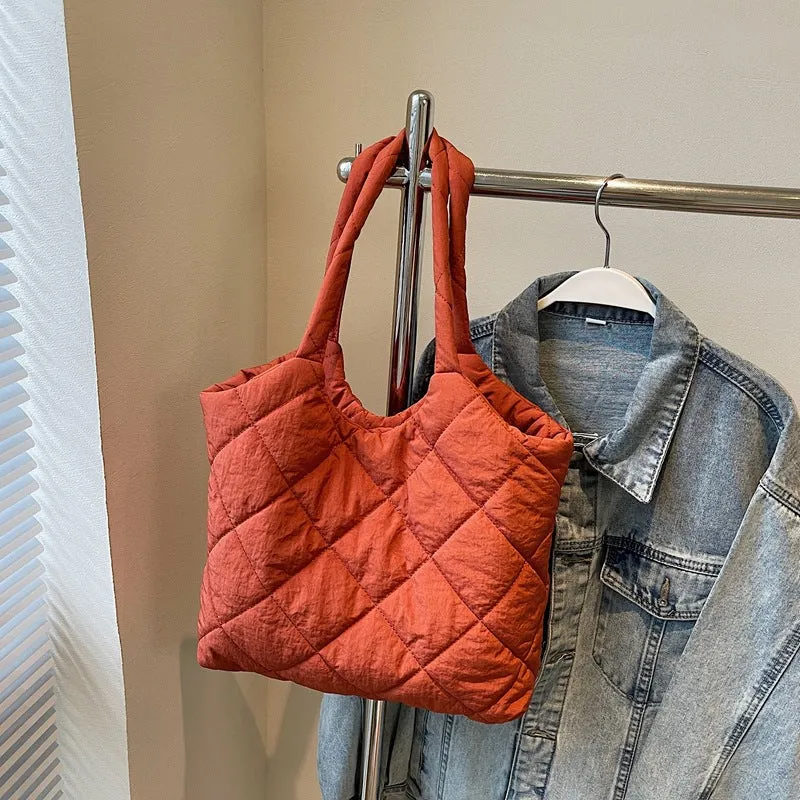 Rhombus Solid Color Simple Fashion Commute Shoulder Bags