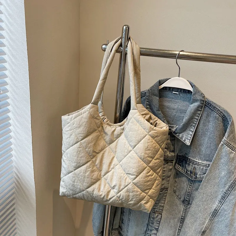 Rhombus Solid Color Simple Fashion Commute Shoulder Bags