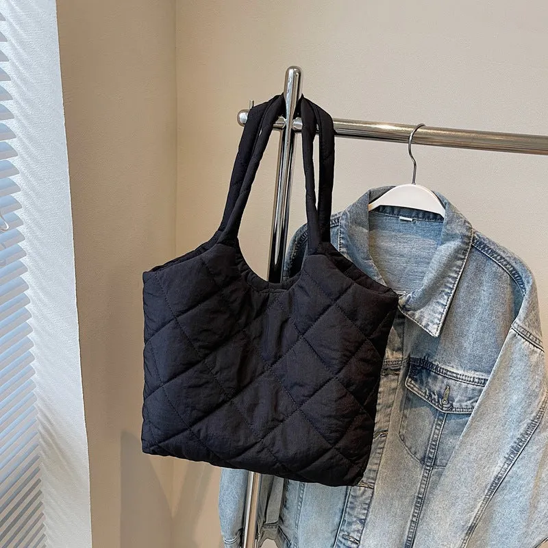 Rhombus Solid Color Simple Fashion Commute Shoulder Bags
