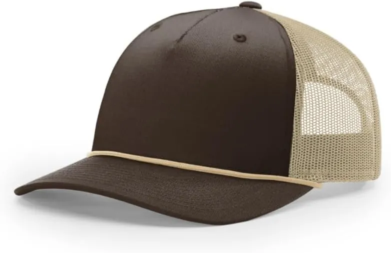 Richardson 112FPR Five Panel Pinch Adjustable Snapback Trucker Hat w/Bill Rope | Classic Mesh Back Cap| Bulk Packs Available