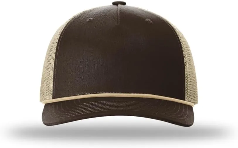 Richardson 112FPR Five Panel Pinch Adjustable Snapback Trucker Hat w/Bill Rope | Classic Mesh Back Cap| Bulk Packs Available