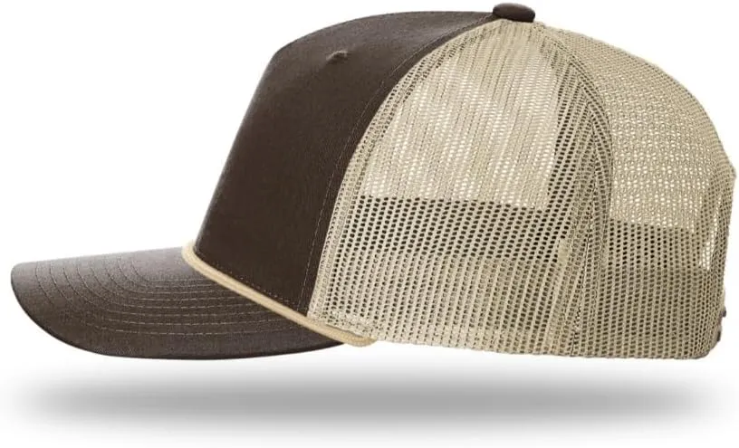 Richardson 112FPR Five Panel Pinch Adjustable Snapback Trucker Hat w/Bill Rope | Classic Mesh Back Cap| Bulk Packs Available