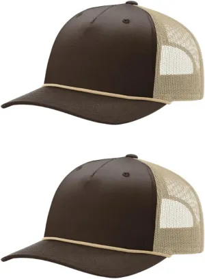 Richardson 112FPR Five Panel Pinch Adjustable Snapback Trucker Hat w/Bill Rope | Classic Mesh Back Cap| Bulk Packs Available