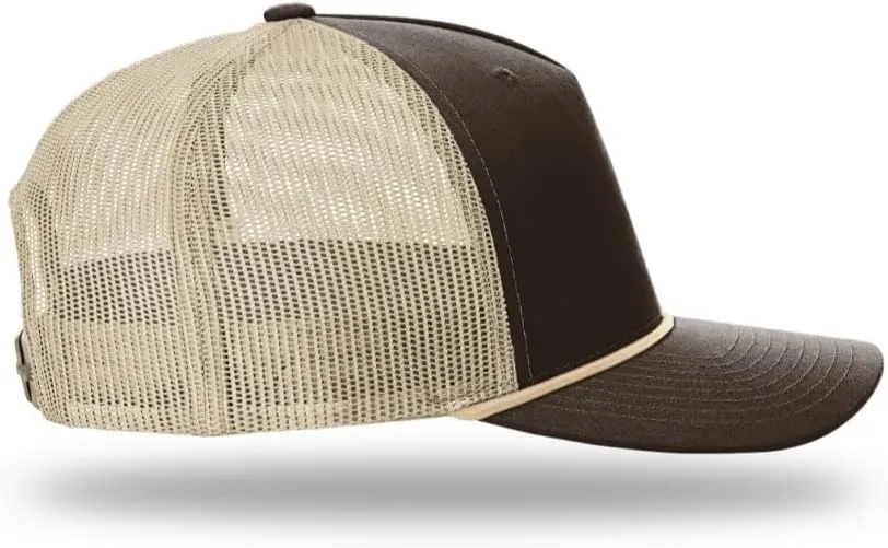 Richardson 112FPR Five Panel Pinch Adjustable Snapback Trucker Hat w/Bill Rope | Classic Mesh Back Cap| Bulk Packs Available