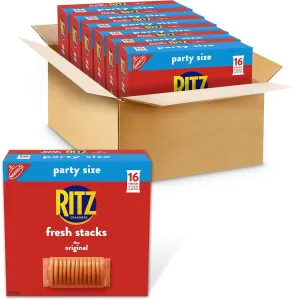 RITZ Fresh Stacks Original Crackers, Bulk Travel Snacks, Party Size, 6 Boxes (96 Multi Snack Packs)