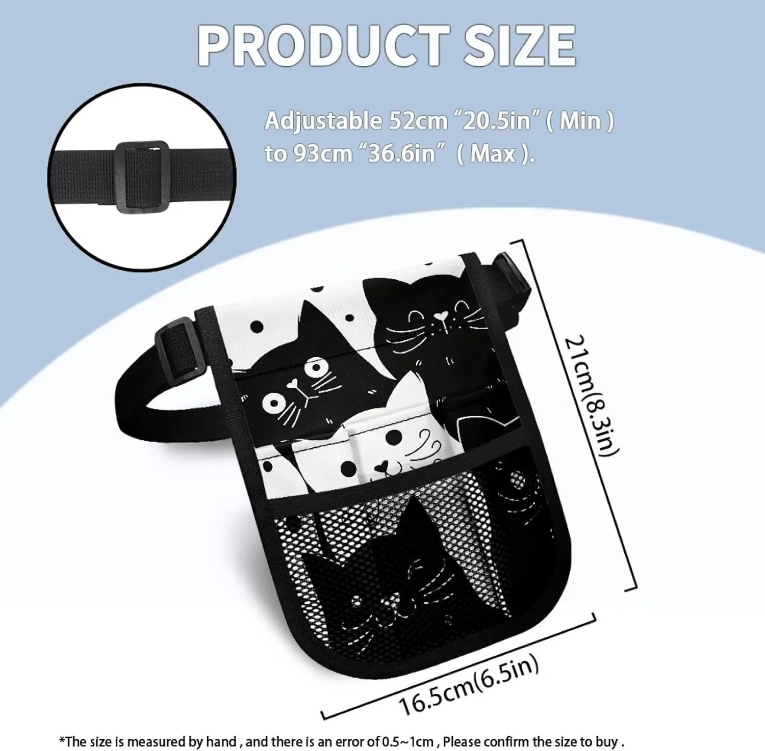 Rnyleeg Nurse Fanny Pack,Multi-compartment Nursing Waist Bag with Gear Pockets,Adjustable Belt,Nuse Tool Belt,Nuse Practical Storage Bag Organizer,Cartoon Cats Print
