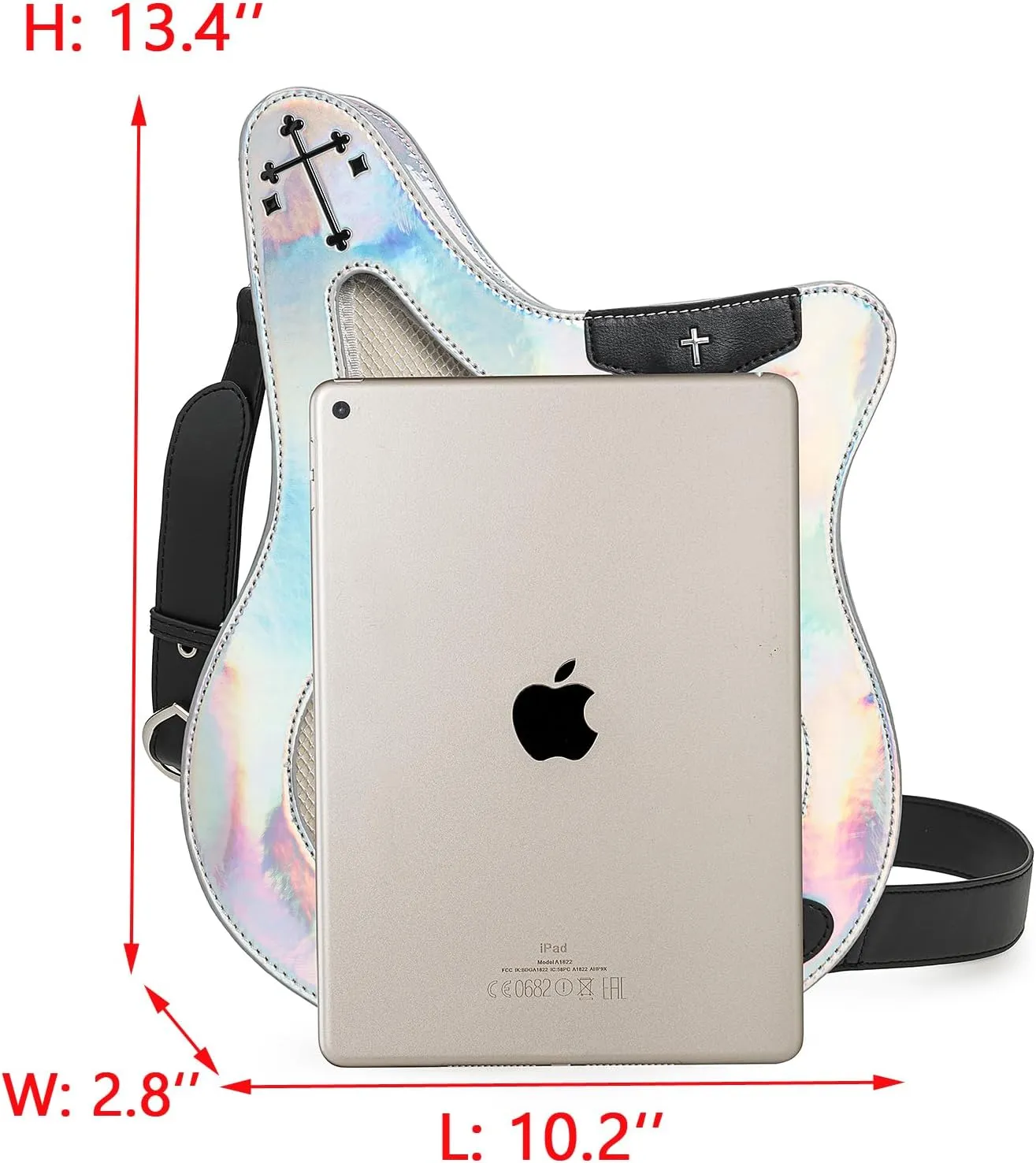 Rock Metal Guitar Ita Bag Crossbody Shoulder Bags Kawaii Cute Clear Window Pin Insert with a Removeable Strap