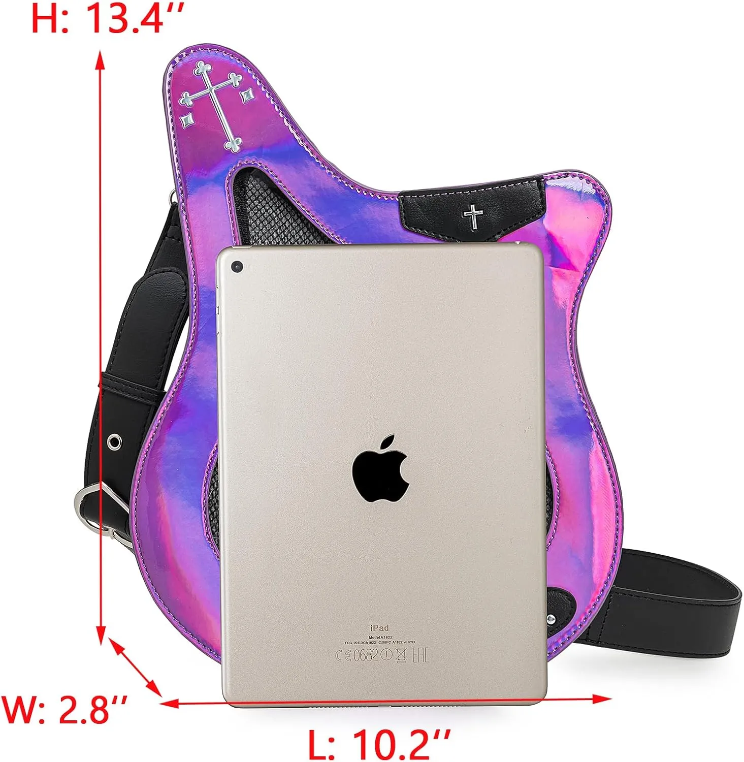 Rock Metal Guitar Ita Bag Crossbody Shoulder Bags Kawaii Cute Clear Window Pin Insert with a Removeable Strap