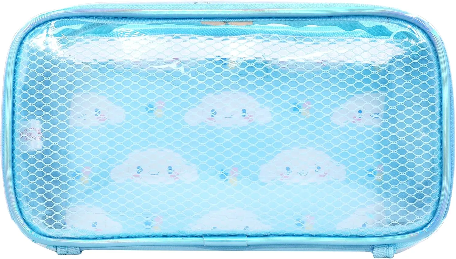 Roffatide Anime Cinnamoroll Clear Makeup Bag Blue Waterproof Cosmetic Case Holographic PVC Toiletry Pouch Travel Packing Bag for Girls