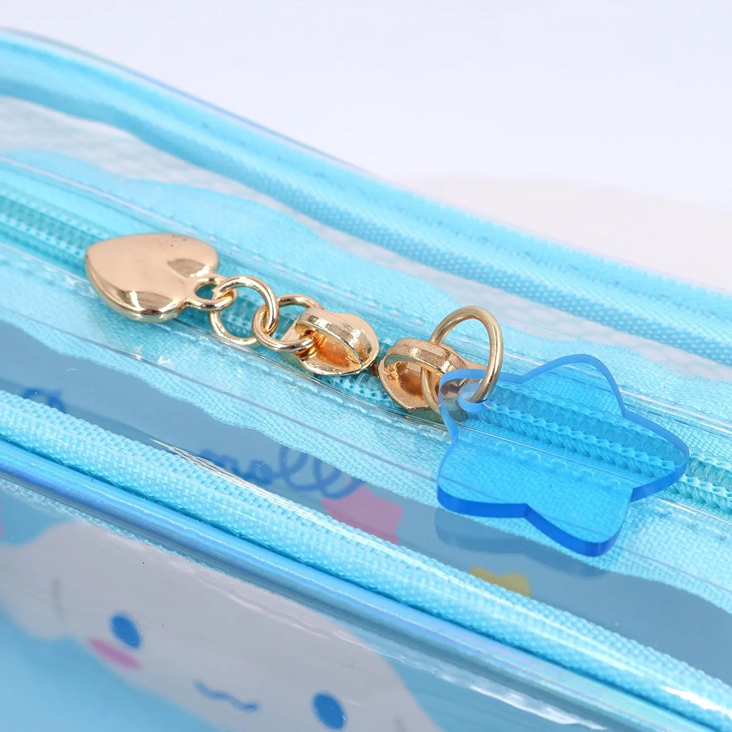Roffatide Anime Cinnamoroll Clear Makeup Bag Blue Waterproof Cosmetic Case Holographic PVC Toiletry Pouch Travel Packing Bag for Girls