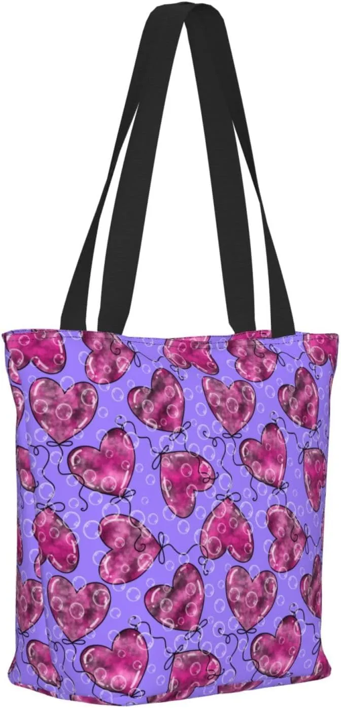 Romantic Bubbles Birthday Balloons Tote Bag Women Reusable Shopping Bags Shoulder Bag Portable Storage HandBags