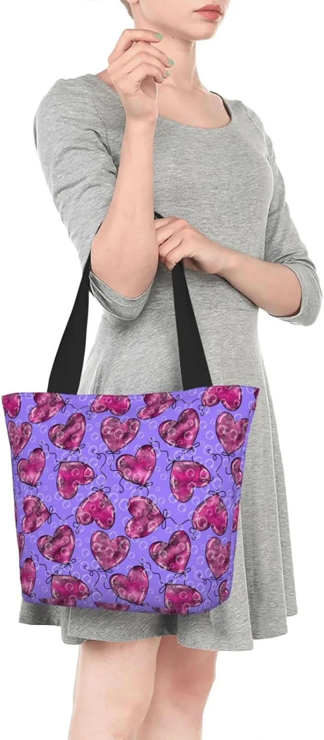 Romantic Bubbles Birthday Balloons Tote Bag Women Reusable Shopping Bags Shoulder Bag Portable Storage HandBags