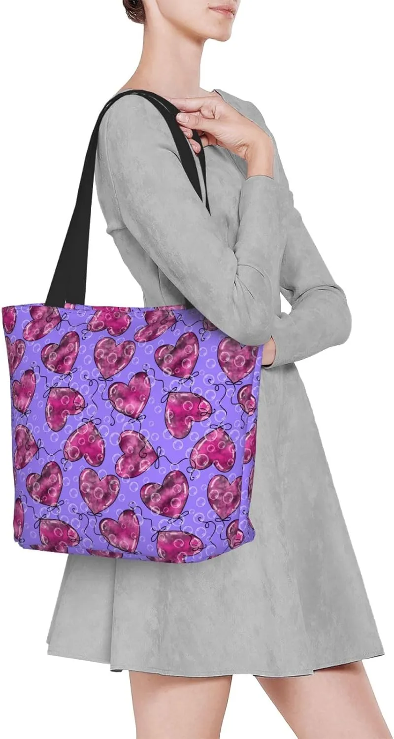 Romantic Bubbles Birthday Balloons Tote Bag Women Reusable Shopping Bags Shoulder Bag Portable Storage HandBags