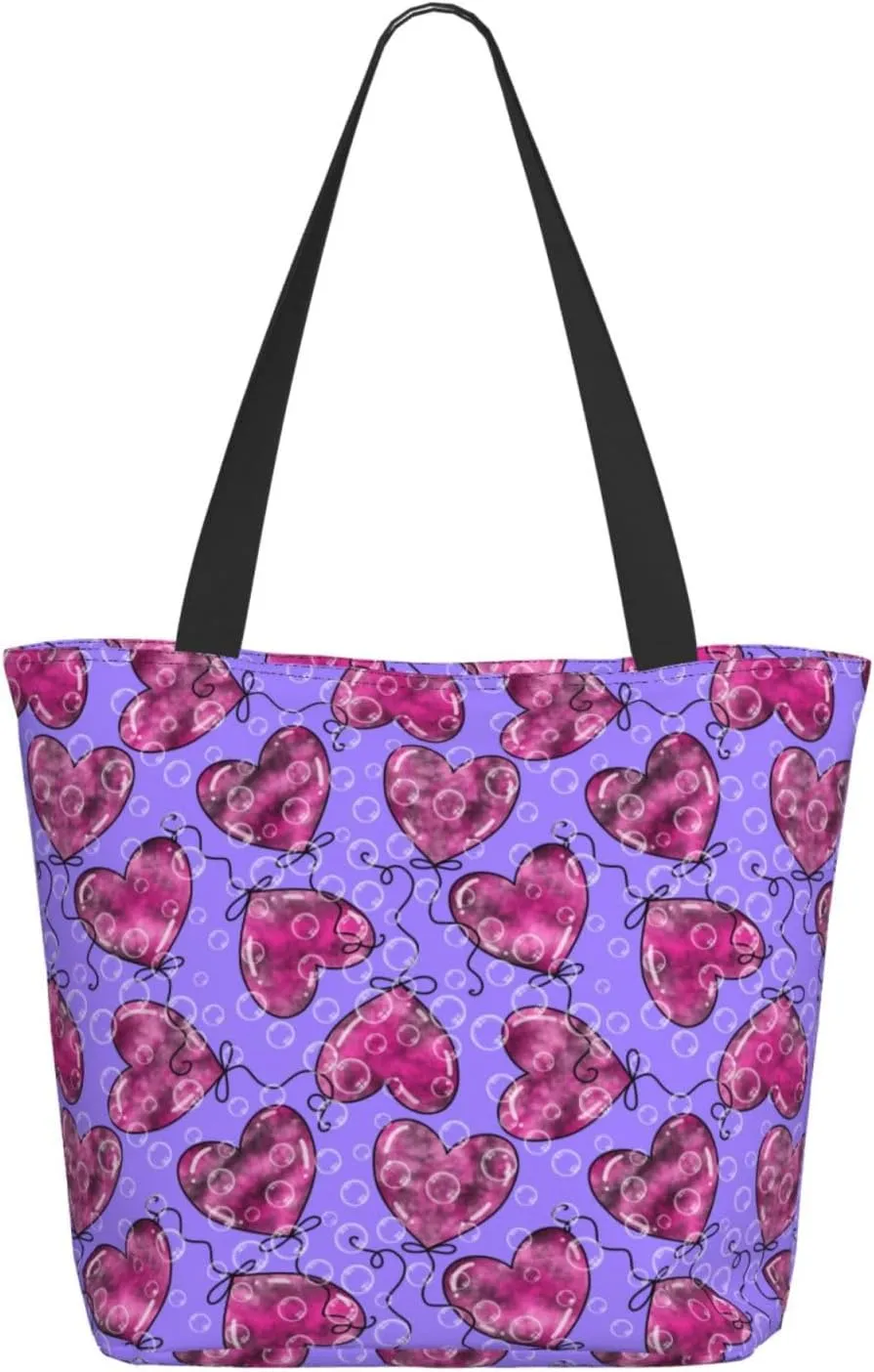 Romantic Bubbles Birthday Balloons Tote Bag Women Reusable Shopping Bags Shoulder Bag Portable Storage HandBags