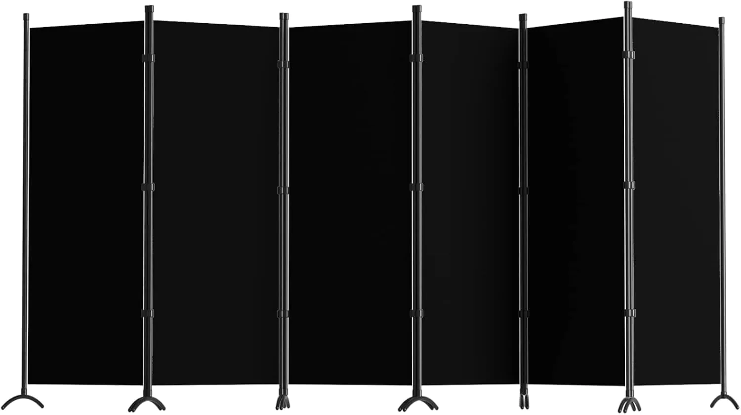 Room Divider 6-Panel Privacy Screen, Portable Screen Steel Frame with Hook&Loop for Home, Office, Classroom, Studio, Meeting (Black)