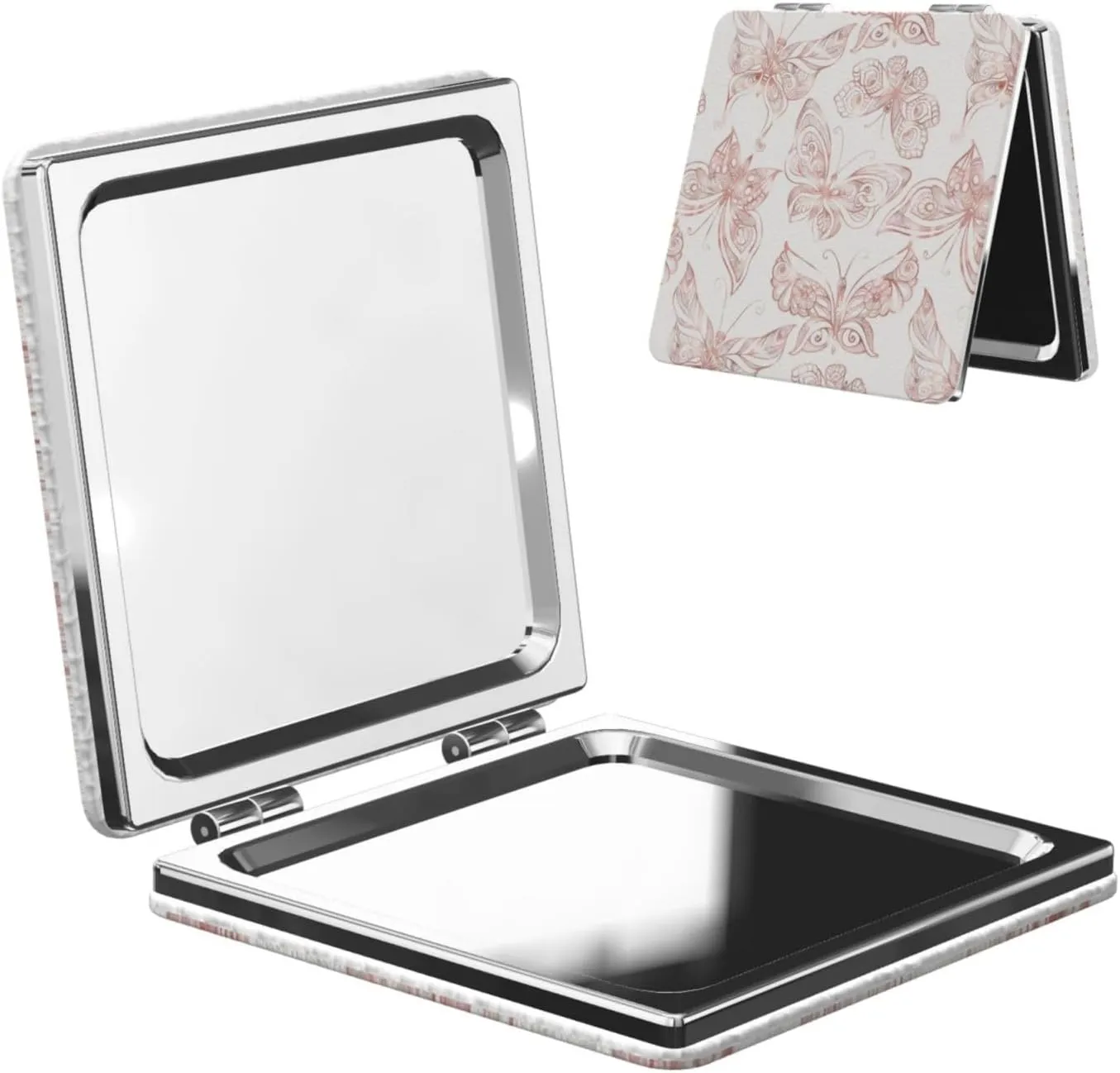 Rose Gold Butterfly Elegant Small Makeup Mirror Portable Travel Cosmetic Mirror Folding Small Pocket Mirror