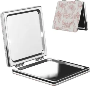 Rose Gold Butterfly Elegant Small Makeup Mirror Portable Travel Cosmetic Mirror Folding Small Pocket Mirror