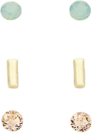 Rosemarie Collections Women's Set Of 3 Pairs Pretty 7mm Stud Earrings Made with Premium European Crystals