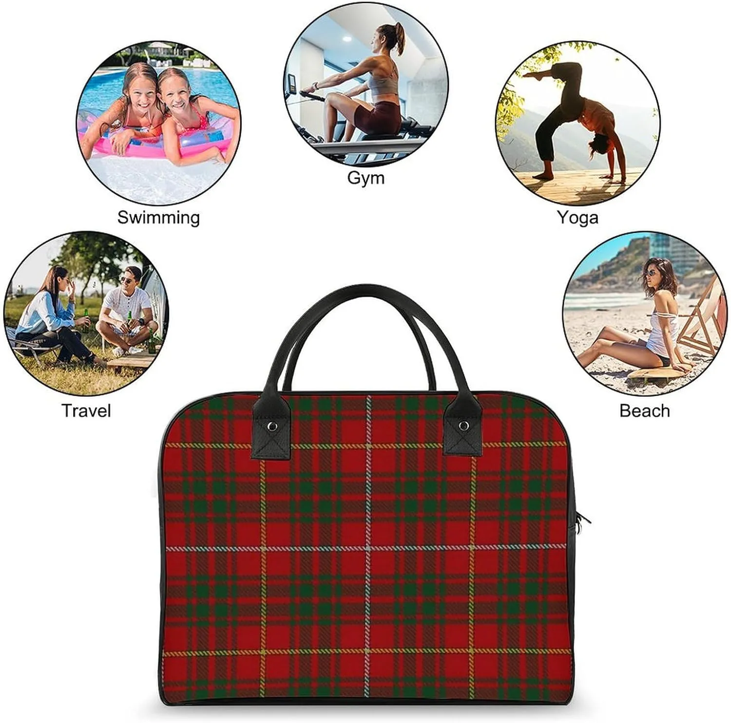 Royal Stewart Tartan Fashionable Large Capacity Travel Handbag Unisex
