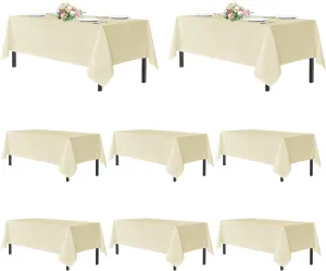 sancua Beige Tablecloths for 6 Foot Rectangle Tables, 8 Pack - Washable Polyester Fabric Table Cloth for Wedding Party, Birthday, Banquet Reception, 54x108 Inch