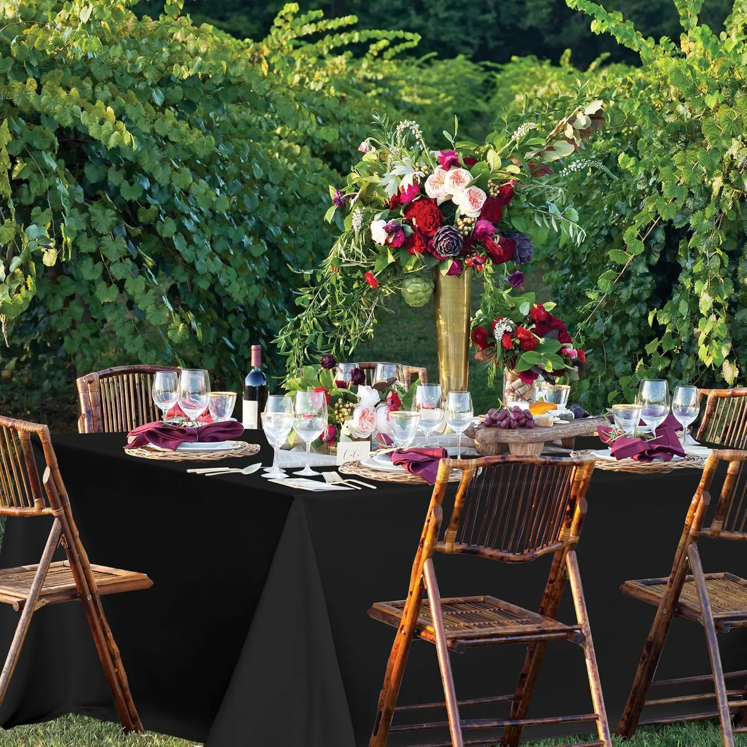 sancua Black Tablecloths for 6 Foot Rectangle Tables, 8 Pack - Washable Polyester Fabric Table Cloth, Reusable Table Covers for Wedding Party, Birthday, Banquet Reception, 54x108 Inch