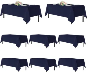sancua Navy Blue Tablecloths for 6 Foot Rectangle Tables, 8 Pack - Washable Polyester Fabric Table Cloth for Wedding Party, Birthday, Banquet Reception, 54x108 Inch