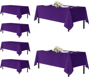 sancua Rectangle Tablecloths for 6 Foot Tables, 6 Pack - Washable Polyester Fabric Table Cloth for Wedding Party, Birthday, Banquet Reception, 54x108 Inch, Purple