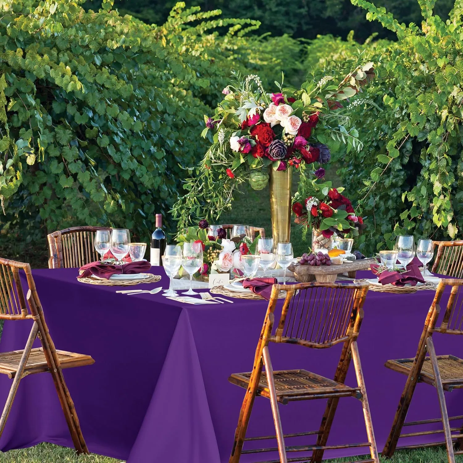 sancua Rectangle Tablecloths for 6 Foot Tables, 6 Pack - Washable Polyester Fabric Table Cloth for Wedding Party, Birthday, Banquet Reception, 54x108 Inch, Purple